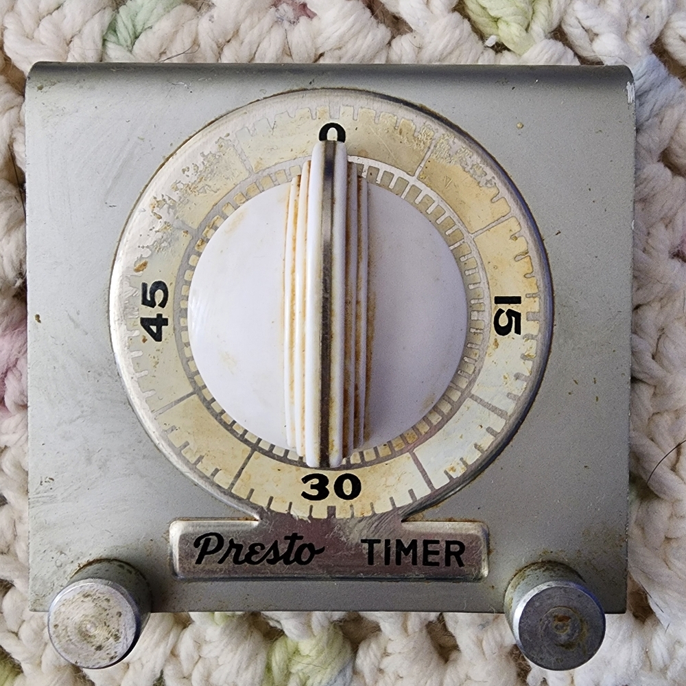 Vintage Presto Kitchen Timer Aluminum Eau Claire Wis USA Lux Clock